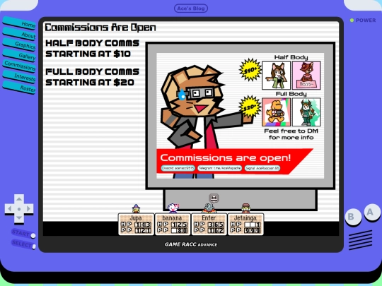 pages/commissions screenshot