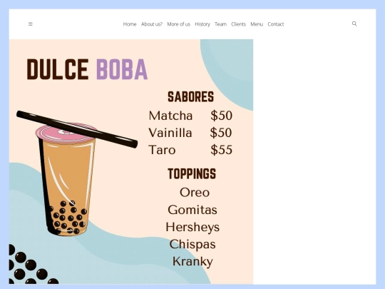 Dulce Boba/menu screenshot