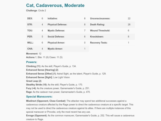 earthdawn/outputs/html/Cat_Cadaverous_Moderate screenshot
