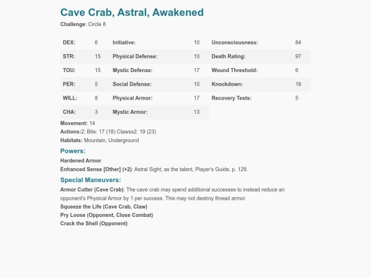 earthdawn/outputs/html/Cave_Crab_Astral_Awakened screenshot