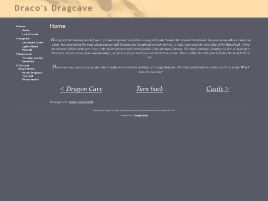 sites-archive/dracosdragcave/home screenshot