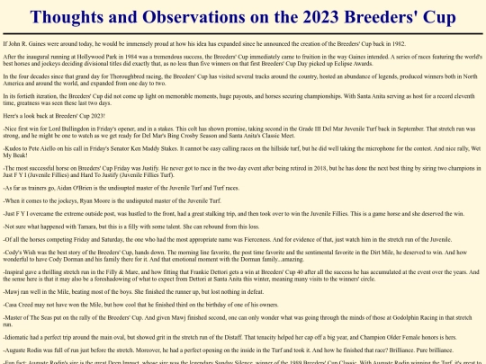Writings/BreedersCup2023Thoughts screenshot
