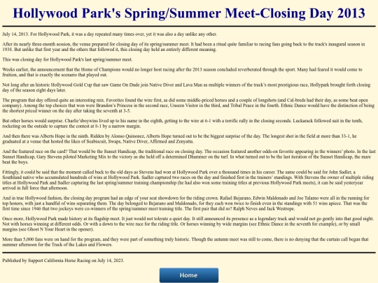Writings/HollywoodPark2013SpringSummerMeet screenshot