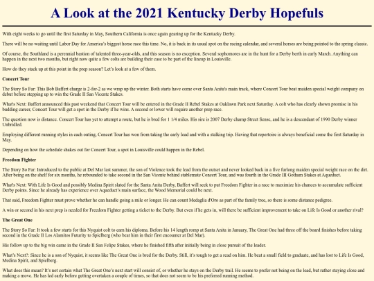 Writings/KentuckyDerbyHopefuls screenshot