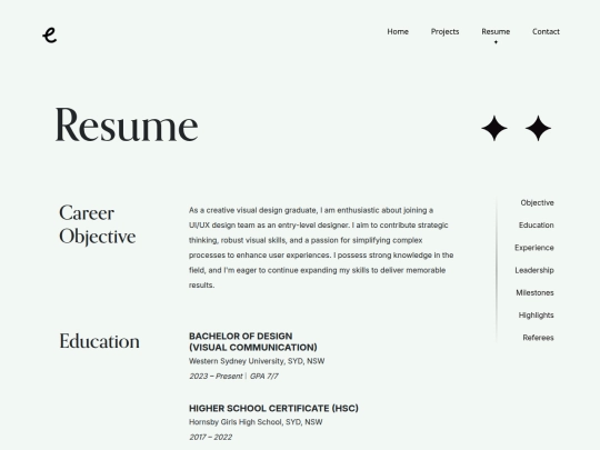 resume screenshot