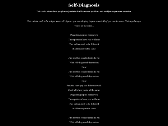 lyrics/tracks/selfdiagnosis screenshot