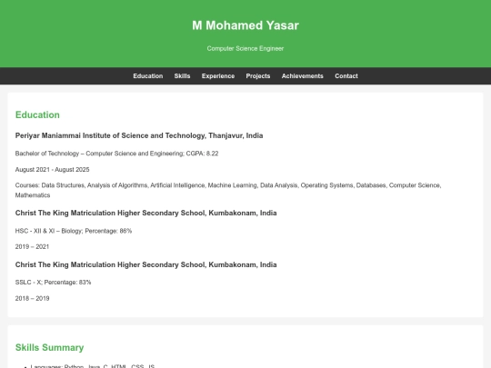 resume/resume_web screenshot