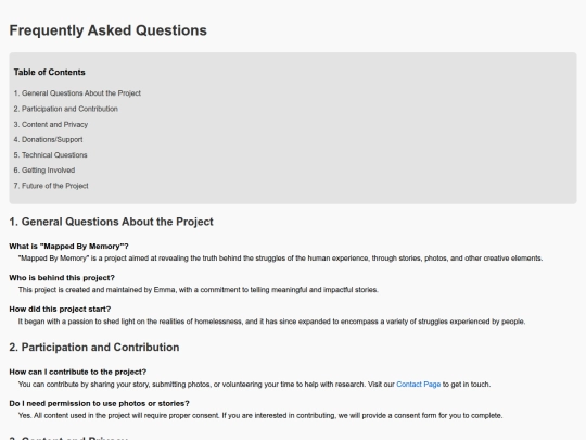 FAQs screenshot