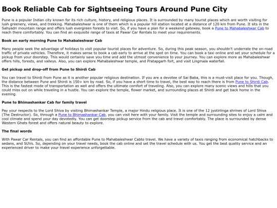 BookReliableCabforSightseeingToursAroundPuneCity screenshot