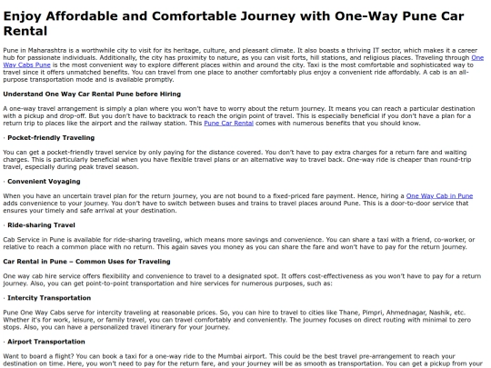 EnjoyAffordableandComfortableJourneywithOne-WayPuneCarRental screenshot