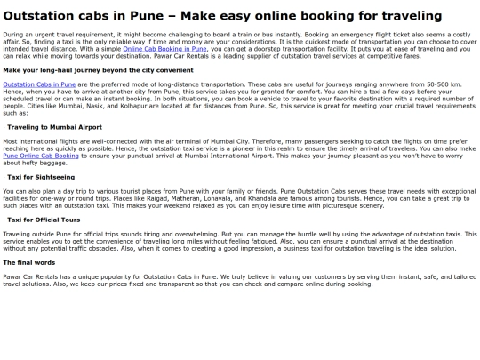 OutstationcabsinPuneMakeeasyonlinebookingfortraveling screenshot
