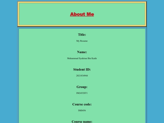 aboutme screenshot
