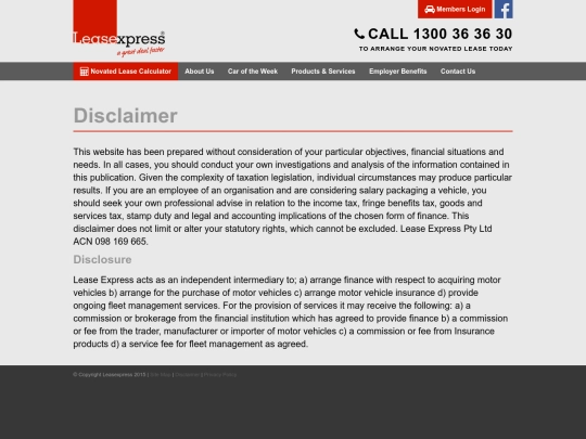 disclaimer screenshot