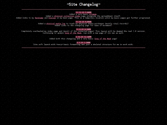 Site Pages/changelog screenshot