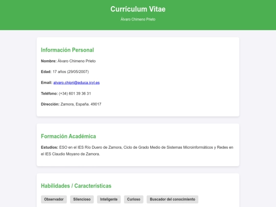 Cuaderno Web/Currículum/Index screenshot