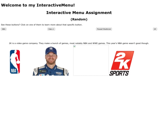 InteractiveMenuAssignment screenshot