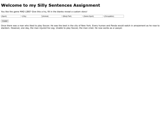 sillysentencesassignment screenshot