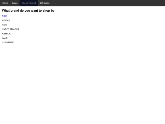 Shop by brand screenshot