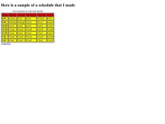 schedule screenshot