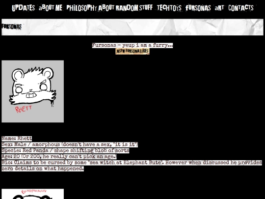 websites/fursona screenshot