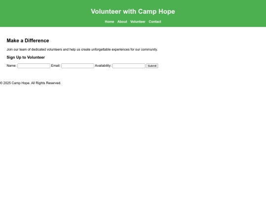 Final project/volunteer screenshot
