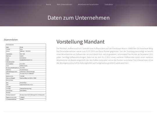 unternehmensdaten screenshot