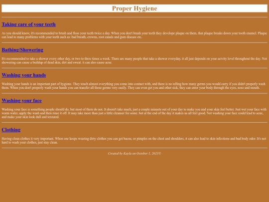 classwork/hygiene screenshot