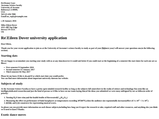 Letter screenshot