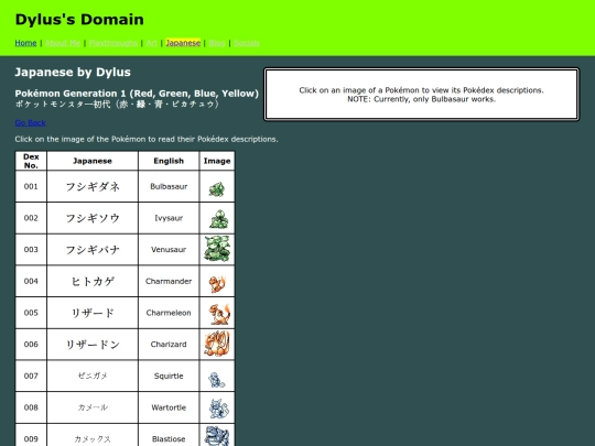 japanese/pokemon-gen1/pokedex screenshot