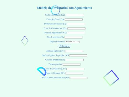 Página Investigación de Operaciones/ModeloDeInventariosAgotamiento screenshot