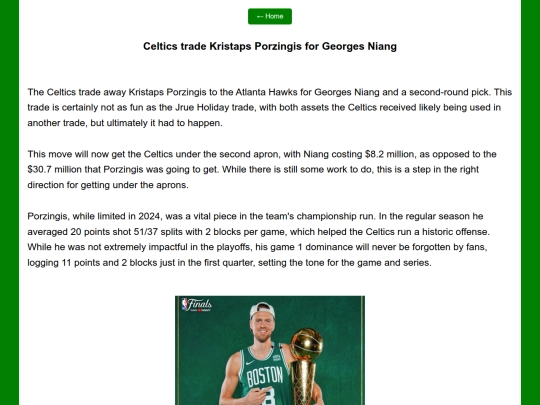 Celtics/2025offseason/Porzingis-Trade screenshot