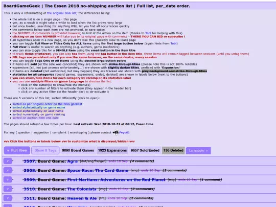 BGG/Essen_2018_auction_FULL_per_date screenshot