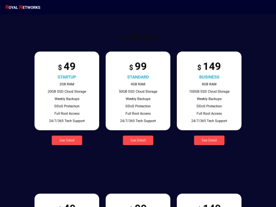 Royal Networks/plans/VPS screenshot