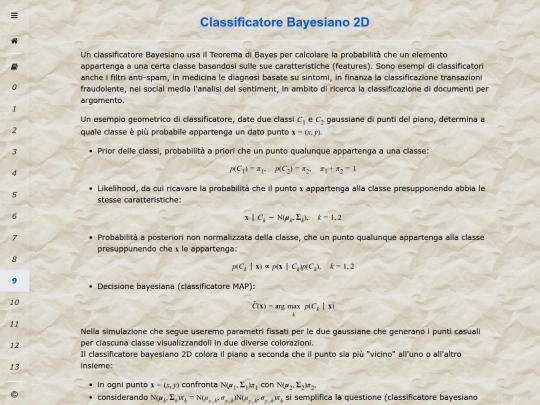 Bayes/classificatore screenshot