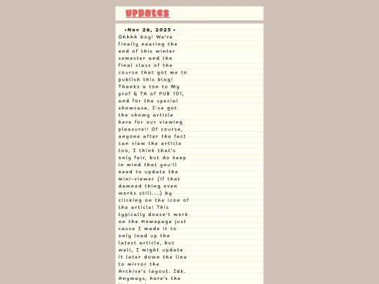 Journal/Updates screenshot