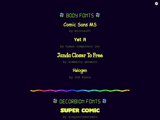 fonts screenshot