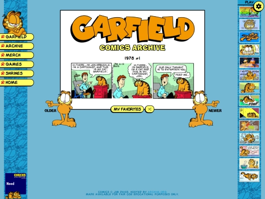 shrines/garfield/comics screenshot