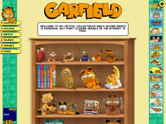 shrines/garfield/merch screenshot