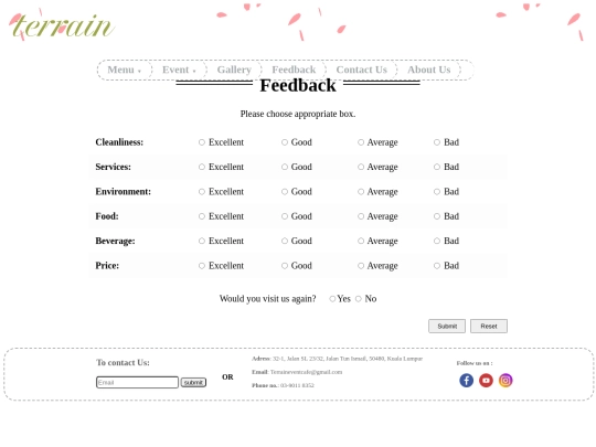 Feedback screenshot
