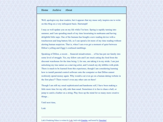 dillonblog/lokiblog/posts/infrequent-writing screenshot