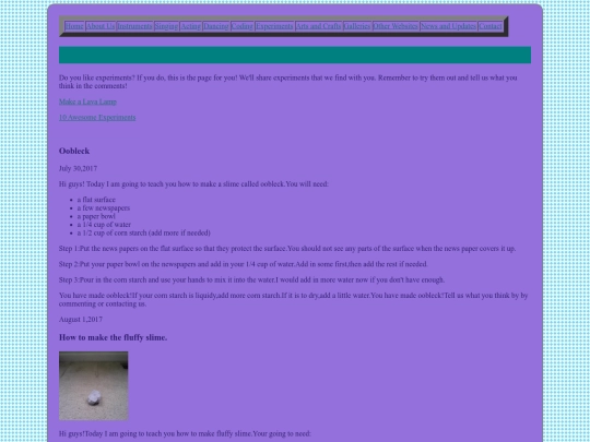 experiments screenshot