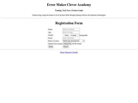 Course/register screenshot