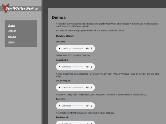 vocalwriterarchive/demos screenshot