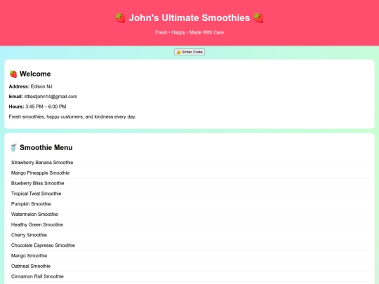 johnssmoothies/index2 screenshot