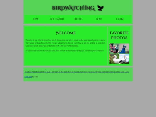 challenge: bird website/birbindex screenshot