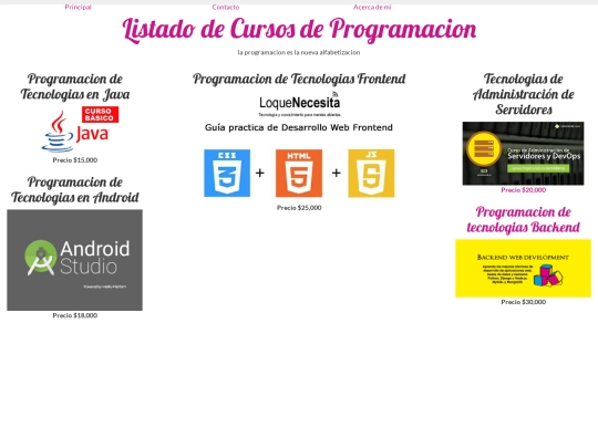 proyecto de curso/menu screenshot