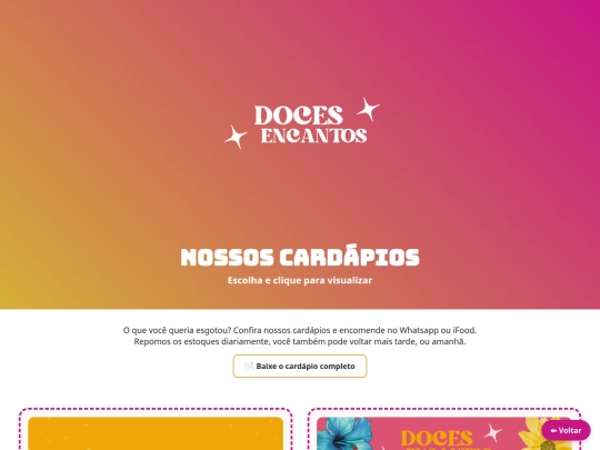 cardápios screenshot