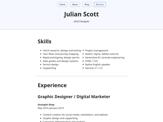 Resume screenshot
