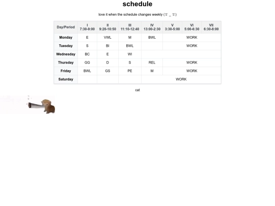 schedule screenshot