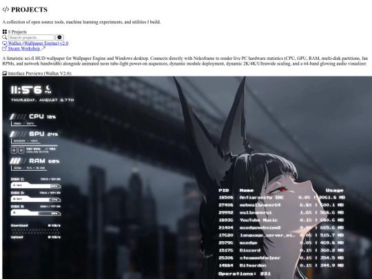 projects screenshot